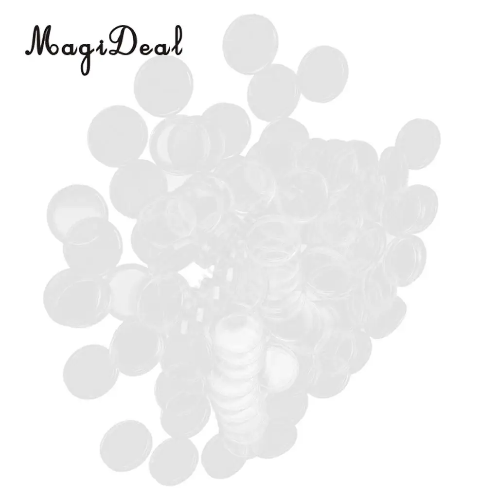 MagiDeal 100Pcs/Pack Clear Coin Capsules Containers Boxes Holders for Kids Children Novelty Toy Gift 21mm