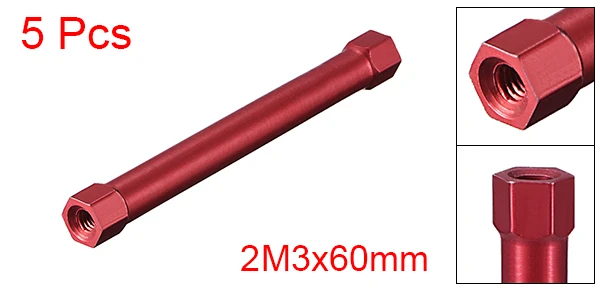 Uxcell 5 шт./партия Шестигранная алюминиевая стойка Колонка M3x45mm M3x50mm M3x60mm для RC самолета FPV Квадрокоптер с ЧПУ красный черный