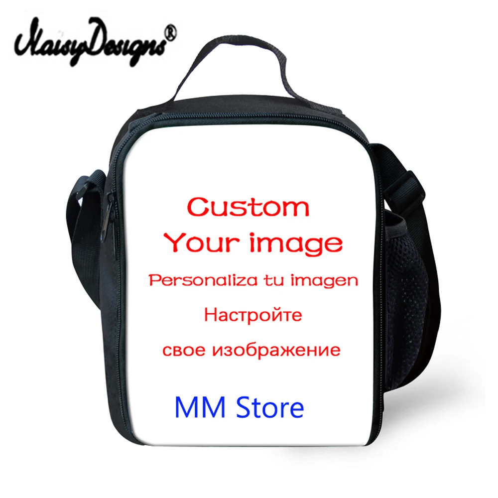 Bolsa da Menina do Menino Noisydesigns Pessoas Almoço Bolsa Personalizar Imagem Escola Estudante Mulheres Piquenique Lancheira Alimentos Bonito Dropshipping 2