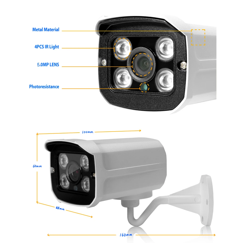 BFMore H.265 POE 5.0MP 4.0MP IP камера с низким потоком UHD CCTV водонепроницаемый открытый Surveilence