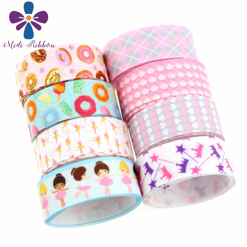 

16mm-75mm Girly Series Lovely Girl Pink Scales Sweet Doughnut Printed Grosgrain/Elastic Ribbon DIY Party Decor 50yards/roll