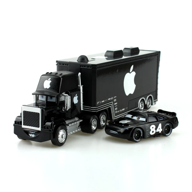 Disney Pixar Cars Black Apple Mack Truck + маленький автомобиль 1:55 металлическая игрушка литой Diecasts