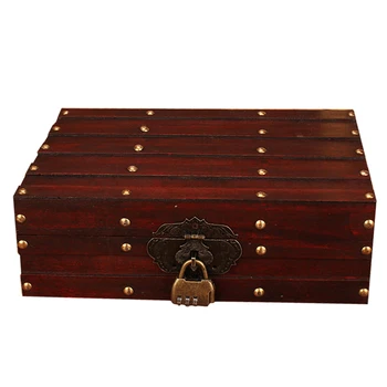 

Antique Storage Wooden Box ID Box with Lock Ornaments Retro Wooden Jewelry Storage Box Cosmetic Boxes Household Decoration Gifts