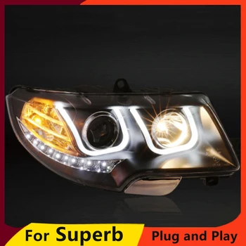 

KOWELL Car Styling for Skoda Superb Headlights 2009-2013 Superb LED Headlight DRL Lens Double Beam H7 HID Xenon bi xenon lens