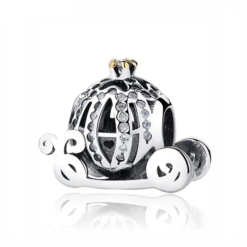 Pumpkin Carriage Бусины из стерлингового серебра 925, очаровательный браслет Pandora, Минни, красный бант, подвеска для обуви, подарок, сделай сам, для изготовления женских ювелирных изделий - Цвет: Pumpkin Carriage