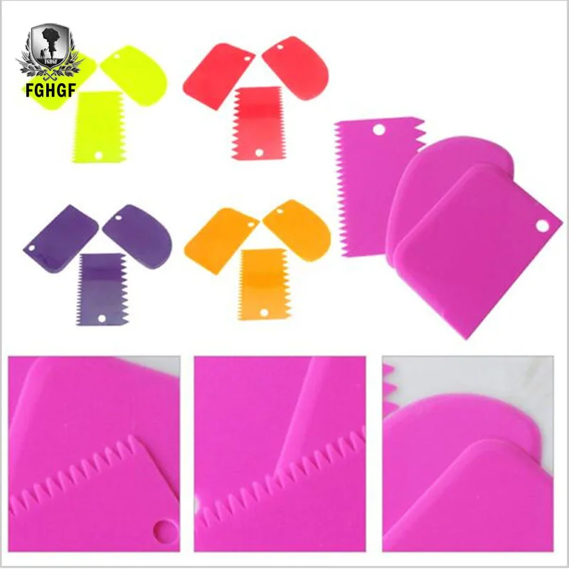  FGHGF Random Color 3 Pcs Of Fondant Cake Decorating Tools Dough Scraper Cutters Bakery Pastry Spatu