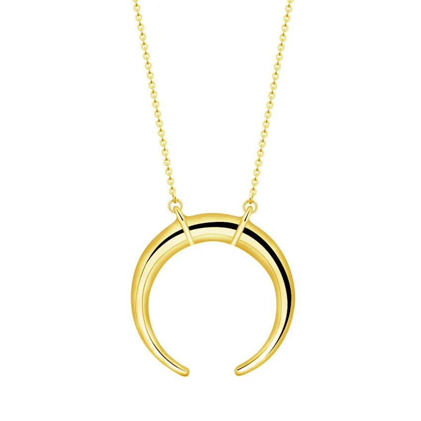 

Tusk Choker Large Horn Pendant Necklace Rose Gold Silver Crescent Moon Charm Necklaces For Women Vintage Jewelry Christmas Gift