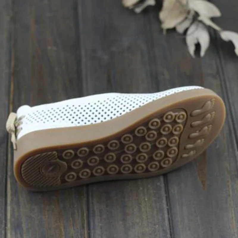 CEYANEAO/Женская обувь Летняя дышащая обувь с перфорацией женская обувь на плоской подошве из натуральной кожи с круглым носком без застежки(1023-3