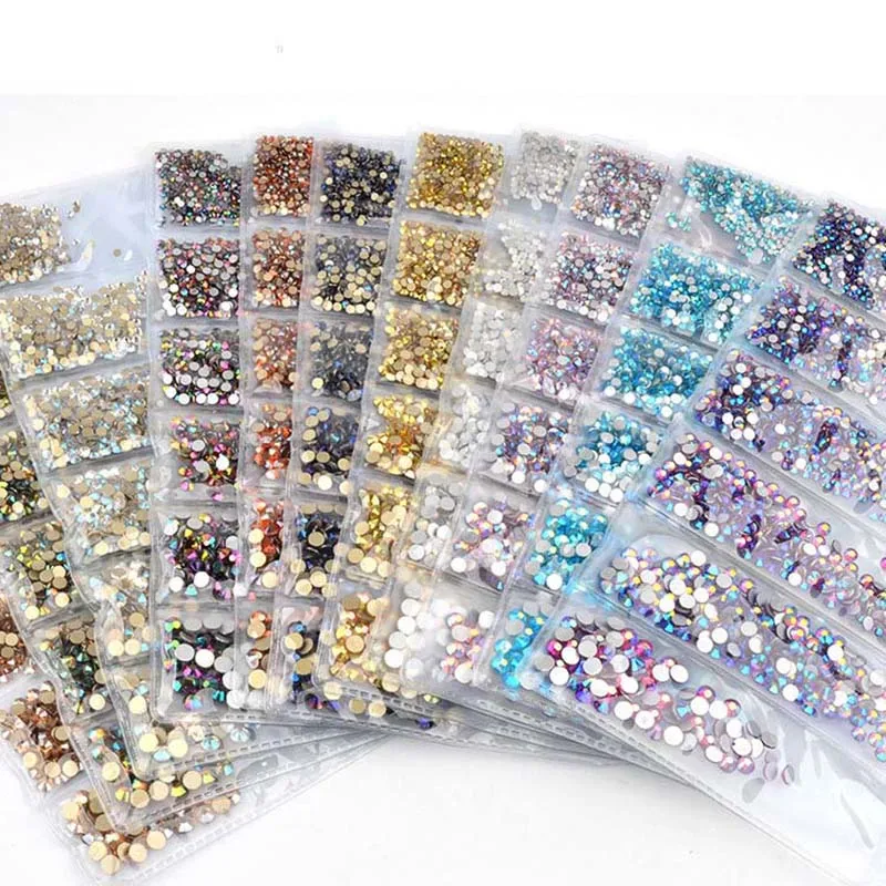 

1Pack Crystal Colorful AB Hotfix Flatback Rhinestones Nail Rhinestones For Nails 3D Nail Art Decorations Gems