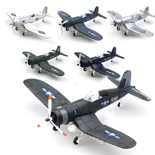 Juegos de herramientas de construcción de cazas de juguete en miniatura a escala 1/48, aviones de combate Flanker fundidos en piratas F4U de Color aleatorio