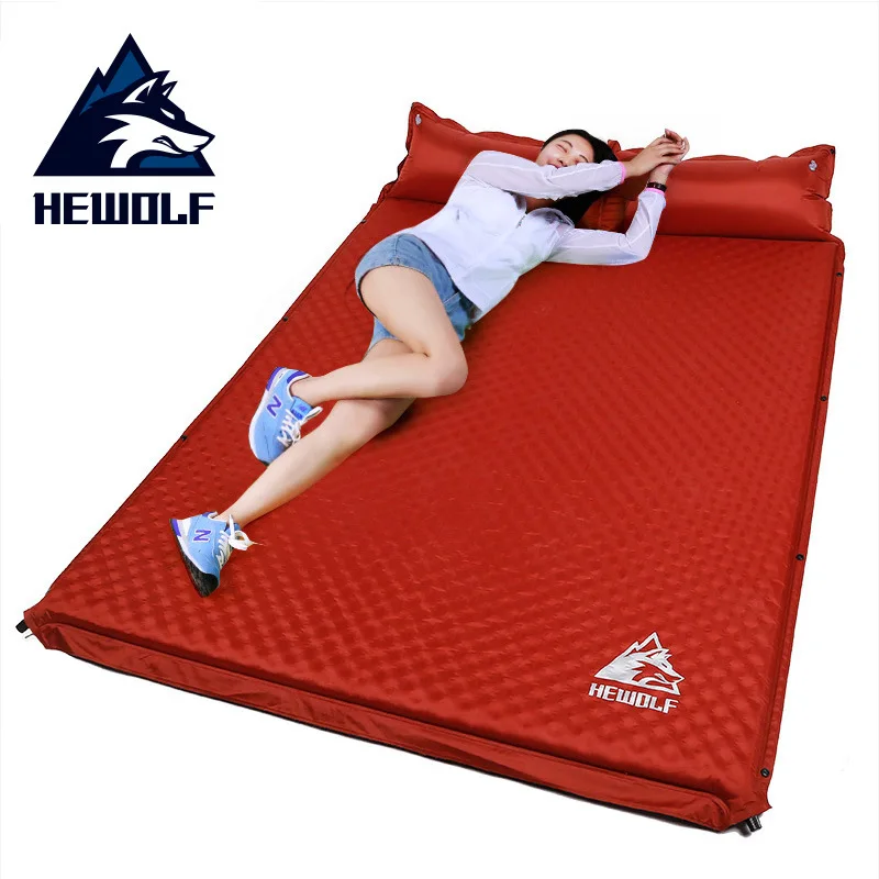 HEWOLF outdoor dicke 5 cm automatische aufblasbare kissen pad outdoor zelt camping matten doppel aufblasbare bett matratze 2 farben Kaufen