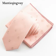 Mantieqingway Скелет платок наборы галстуков для мужчин череп печатных шеи галстуки для мужчин бизнес красный карман квадратный комплект шейных Платков