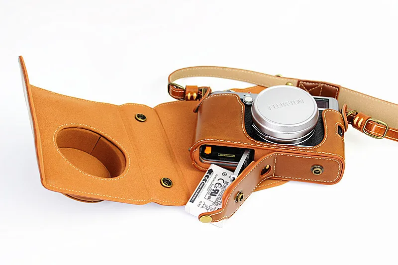 Najtaniej Luksusowy futerał na aparat torba wideo dla Fujifilm FUJI X100 X100S X100T PU skórzana torba na aparat z paskiem otwarta konstrukcja baterii