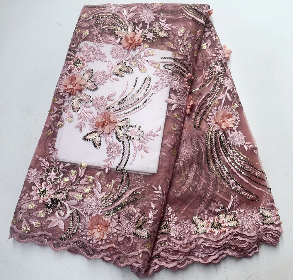 

3d Lace Fabric Teal African French Lace Fabric High Quality Handmade Embroidery Wedding Nigerian Lace Fabric For 5yards