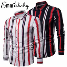 Мужские повседневные деловые рубашки с длинными рукавами и пуговицами, мужские рубашки в Вертикальную Полоску с пуговицами, хлопковые мужские повседневные облегающие рубашки