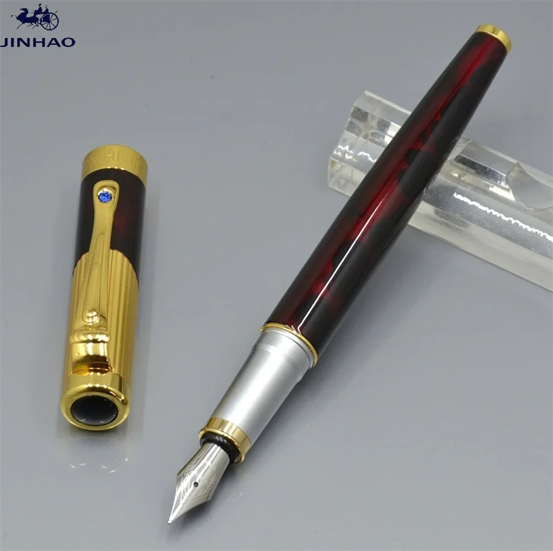 Бренд JINHAO 9009 черный/темно красный металлический авторучка школьные офисные