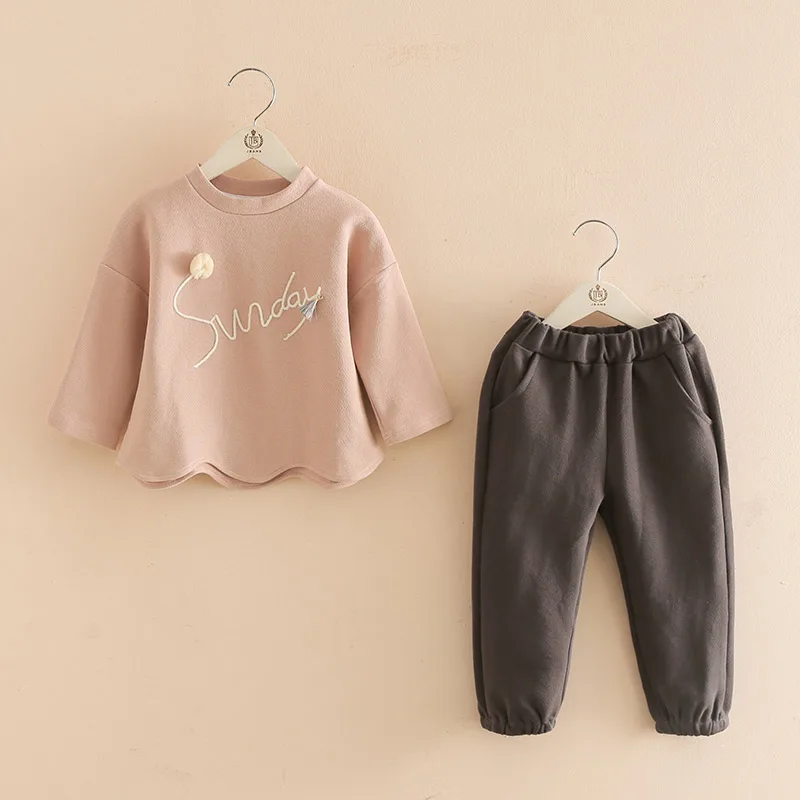 

2019 Spring Girls Set Sunday Cartoon Children Tracksuit Kids Clothing Suit Baby Girls T Shirt+pants 2 Pcs Sets Suit Tz-3713