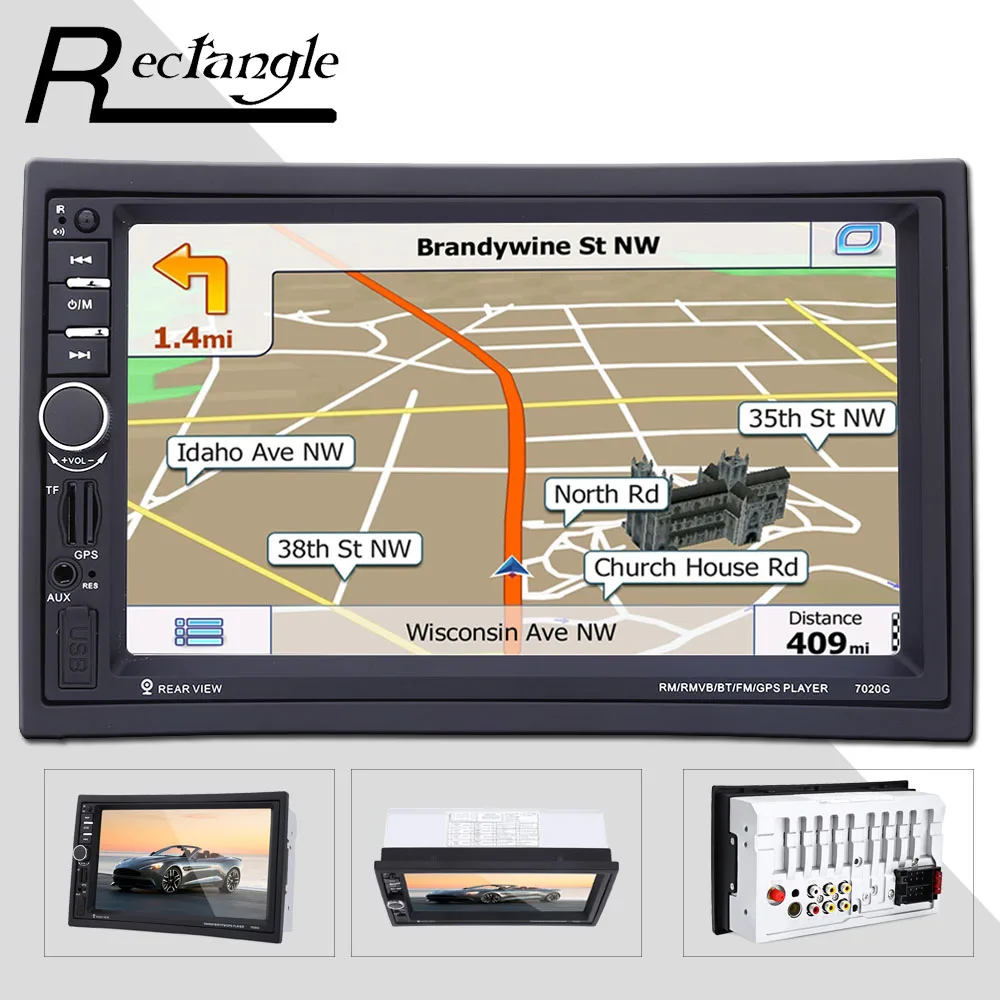 7020G 7 inch 2 Double Din Car MP5 Video Player Touch Screen 1080P GPS Navigation Bluetooth Radio Remote Control Car Styling USB