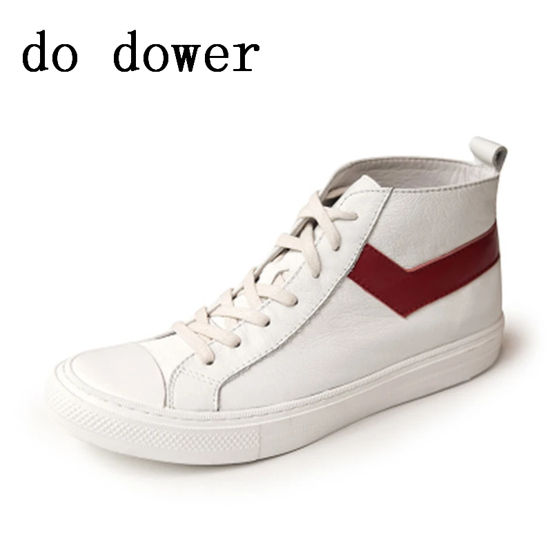 

Spring Men Genuine Leather Shoes Luxury Trainers Male Student Shoes Casual Flats Fashion White Lace-Up Basic Sneakers