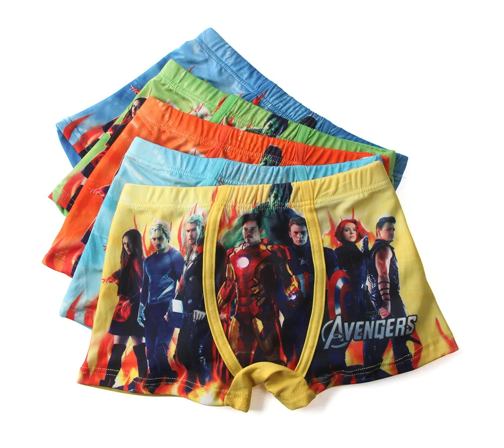

5pcs Children Boy's Avengers cotton Underwears Panties Milk Silk cartoon Underpants 3-11Year 17 TP01