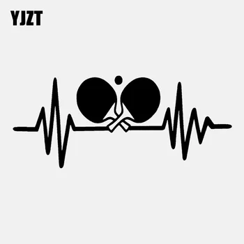 

YJZT 17.2CM*7.3CM Fun Table Tennis Ping Heartbeat Vinyl Black/Silver Car Sticker C22-1279