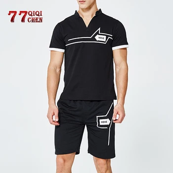 

Short Sleeve Shorts Suit Men 2020 New European Size S-2XL Casual Joggers T-shirts Pants Two-piece Sports Running Sweatsuit