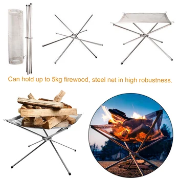 

Portable Outdoor Fire Pit Solid Fuel Rack Folding Stove Fire Frame Fast Heating Tool for Camping Backyard and Garden