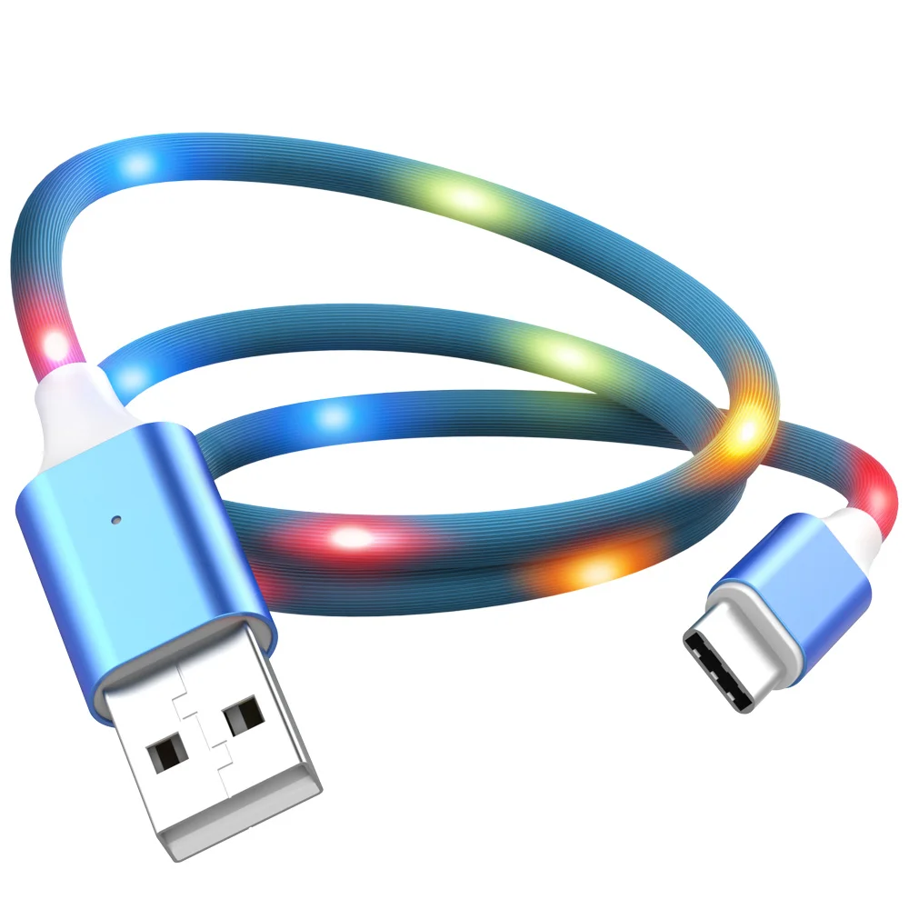 KISSCASE Micro USB кабель Универсальный 2А Быстрая зарядка для samsung huawei Xiaomi светодиодный Голосовое управление мобильный телефон зарядный кабель для передачи данных - Цвет: Blue