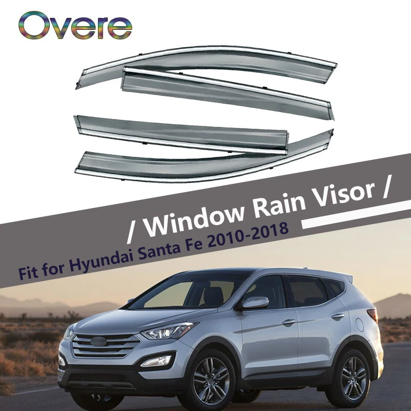 Overe 4 шт/1 Набор Дымовое окно дождевой козырек для Hyundai Santa Fe 2010-2013 2014 2015 2016 2017 2018