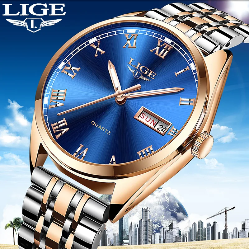 

LIGE Men's Watches Top Brand Luxury Men Military Sport Watch Men Stainless Steel Waterproof Wrist Quartz Clock Relogio Masculino