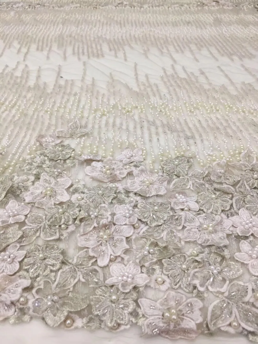 embroidered beaded lace fabric david 43035 3d flower good looking