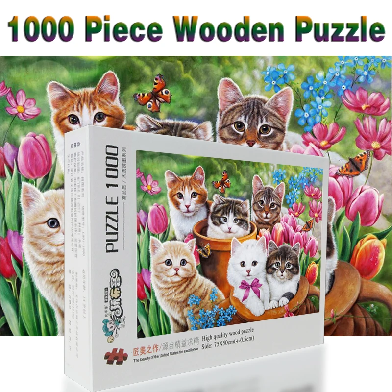 Garden And Cat Puzzle 1000 Pieces Adult Puzzle Wooden Puzzle Cartoon Jigsaw Puzzles For Children Educational Toys Gifts Puzzles Aliexpress