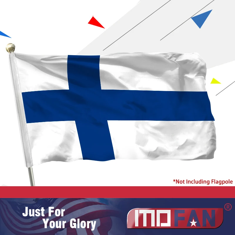 Finland Flag Polyester MOFAN Canvas Header and Double Stitched Finnish