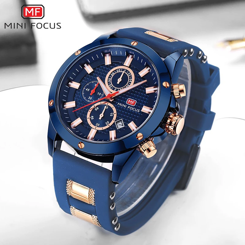 Mens Watches Top Brand Luxury MINIFOCUS Chronograph Sport Men's Wrist Watch 2019 Waterproof Silicone Military Male Cock Man 2019 (9)