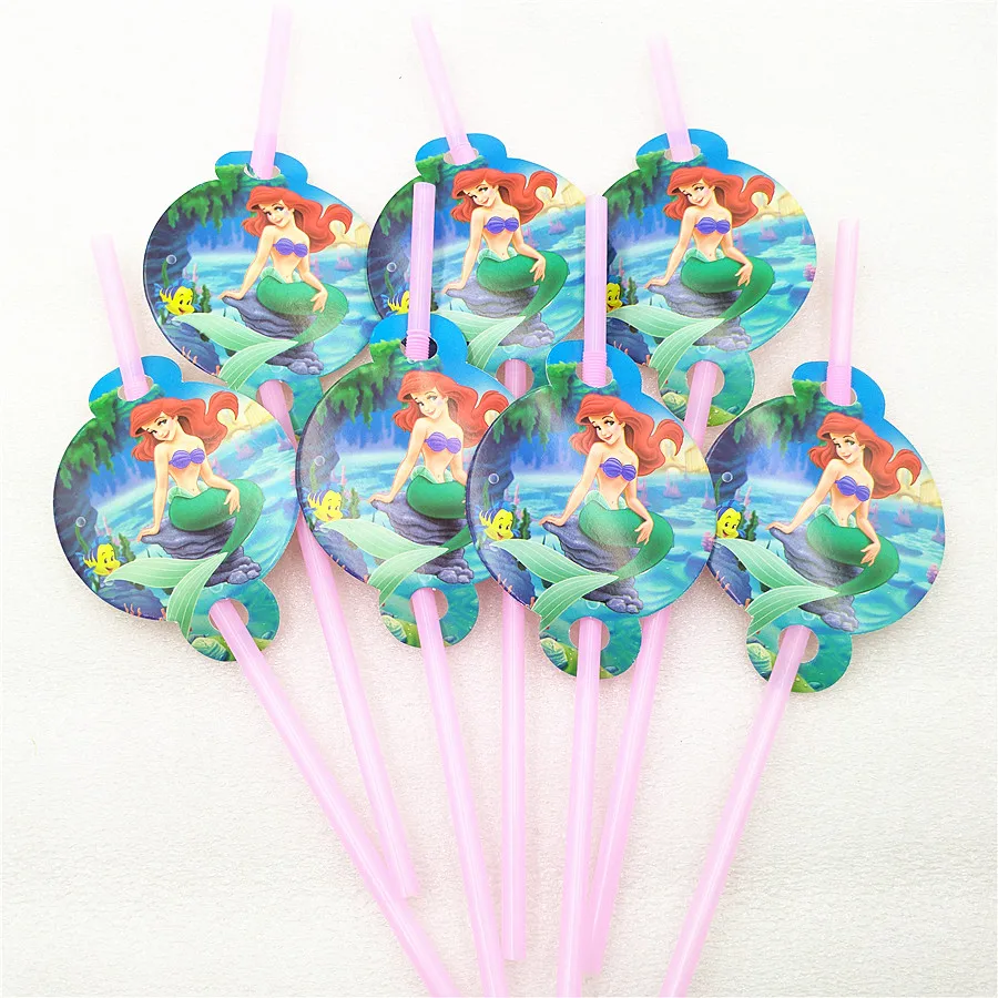 

10PCS Pretty Mermaids Party Supplies Drinking Straws Birthday Festive Supplies Decoration Paper Drinking Straws Holiday Straws