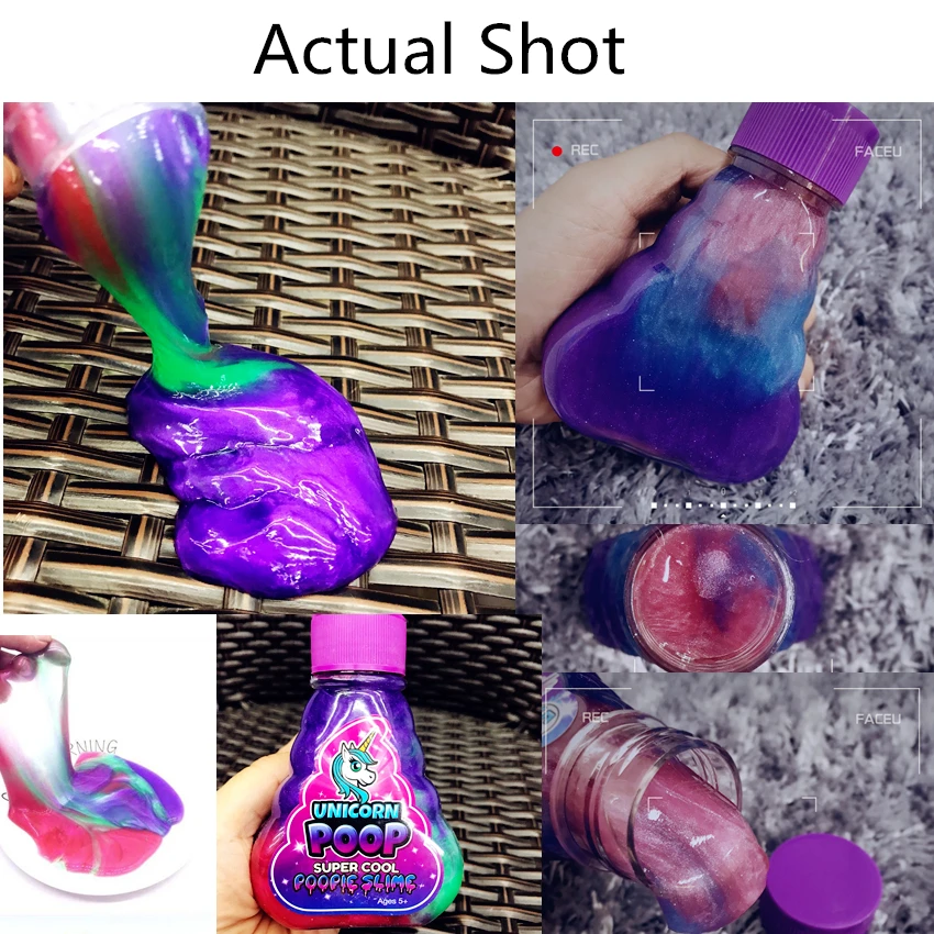 Unicornio Slime DIY Poop Единорог глина смешанные радужные цвета кристальная грязь желе