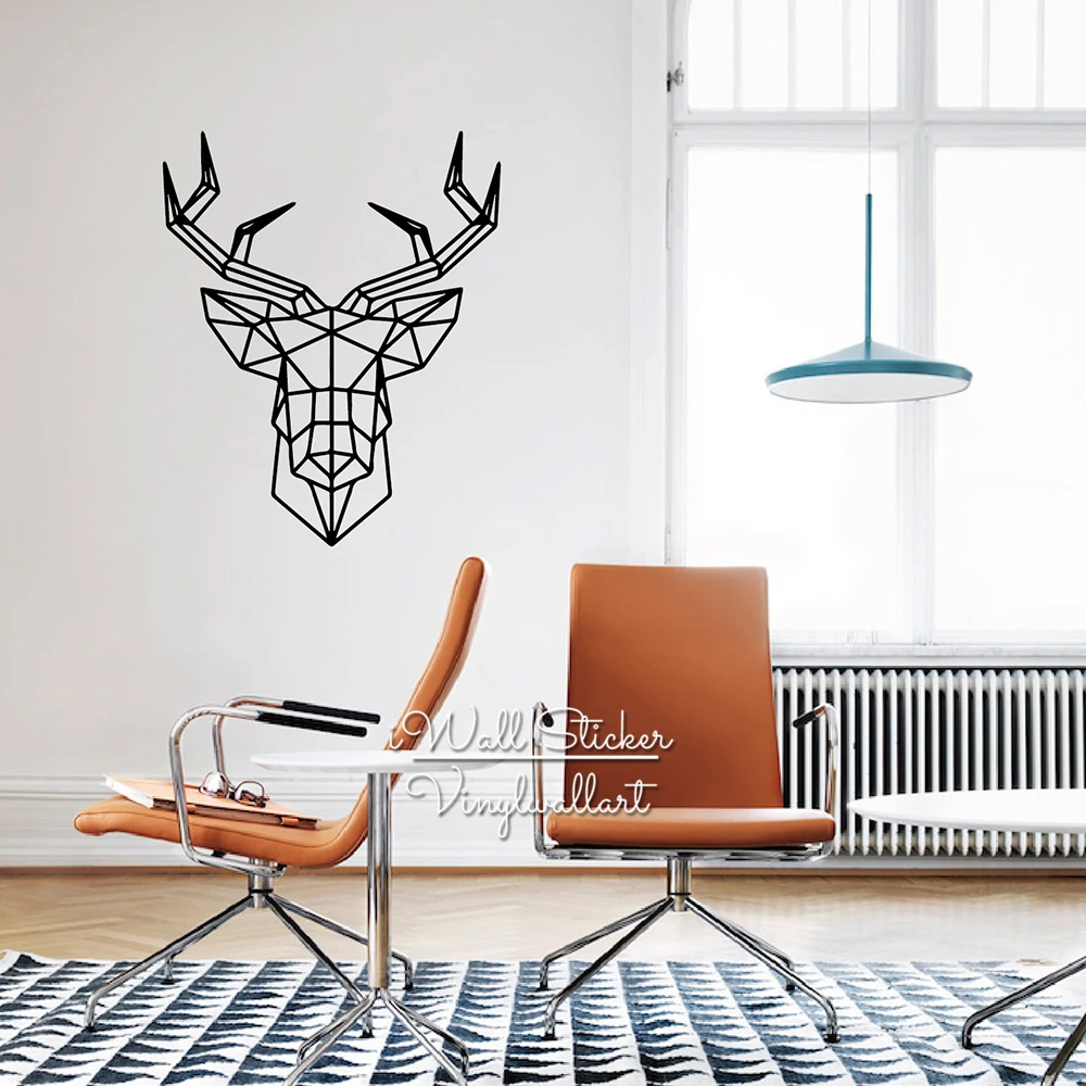 Geometric Deer Wall Sticker Modern Geometric Deer Wall Decals DIY Easy Wall Art Removable Wall Decoration