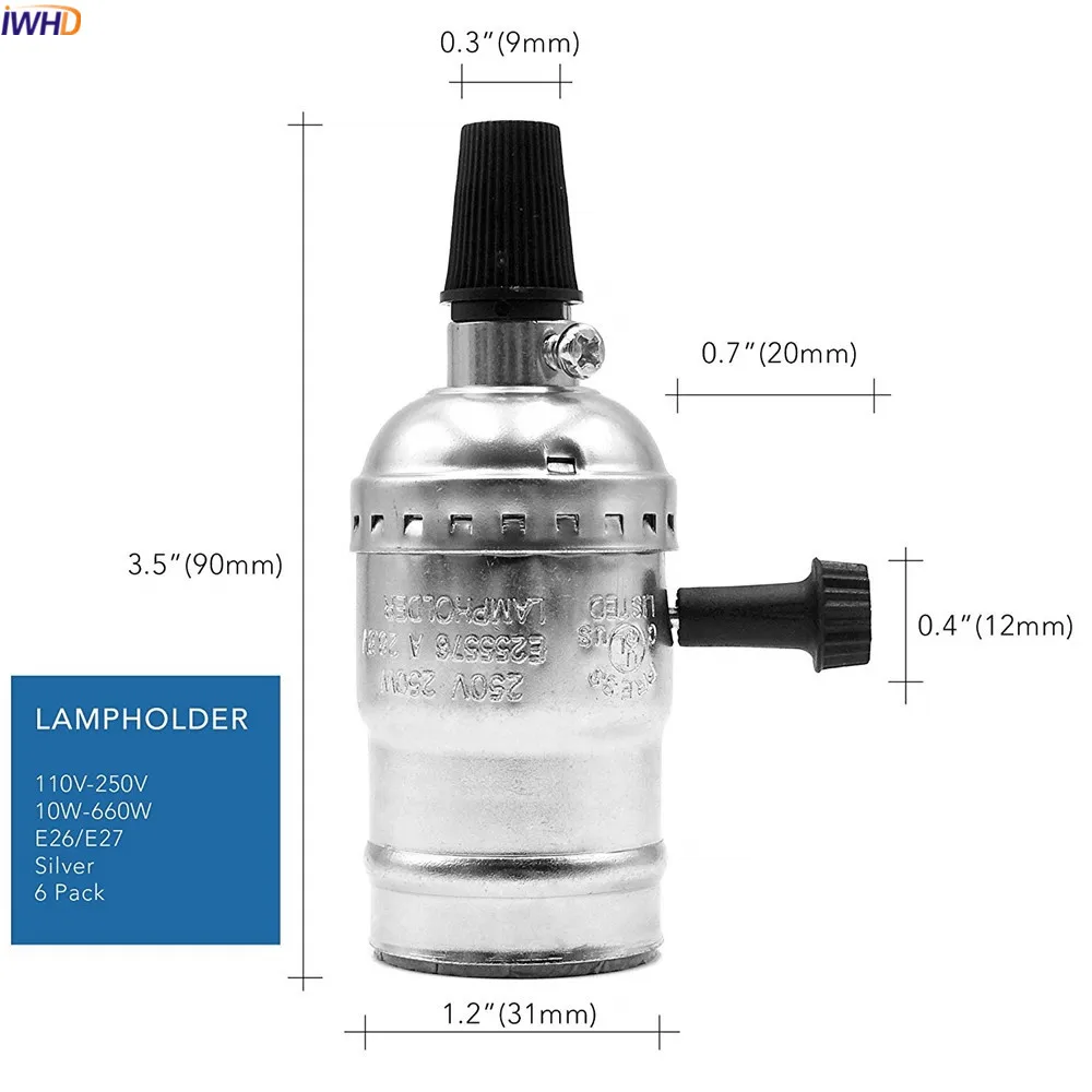 IWHD Алюминий Ретро Винтаж держатель лампы E27 розетка с выключателем установки E27 основание светильника лампочка держатель 110-220 V Douille Homekit