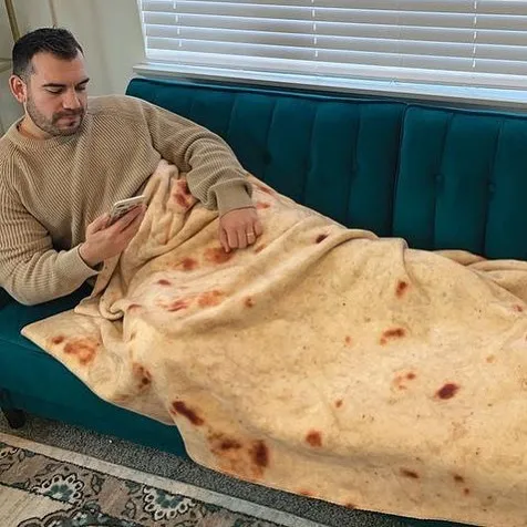 Флисовое одеяло Tortilla мягкое с принтом de Harina Burrito круглой и квадратной формы