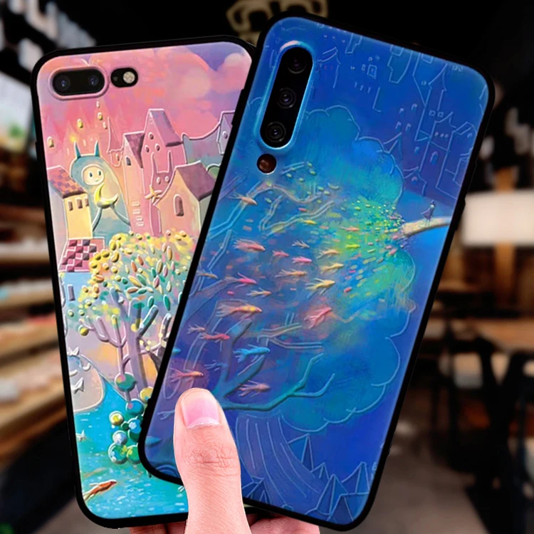 

For Samsung A50 A70 A40 A30 A20 A10 Case Cover For Samsung Galaxy a50 A70 A40 A30 A20 A10 Case Cute Black Blue Art 3d Phone Case