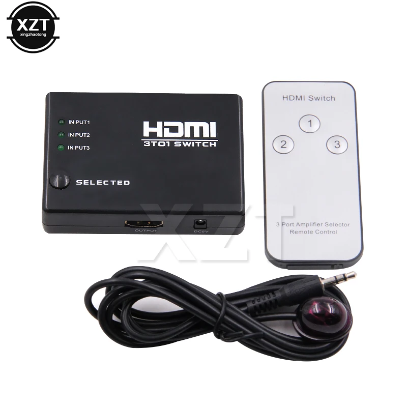 

Newest HD 1080p Intelligent 3 PORT HDMI Switch/Switcher Splitter HUB + IR Remote and AC Adapter For HD TV PS3 Supports 3D