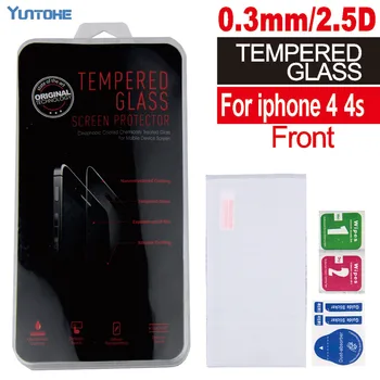 

Wholesale 100PCS /lot 9H 0.3MM 2.5D Ultra-thin Tempered Glass Screen Protector For iphone 4 4S retail package available
