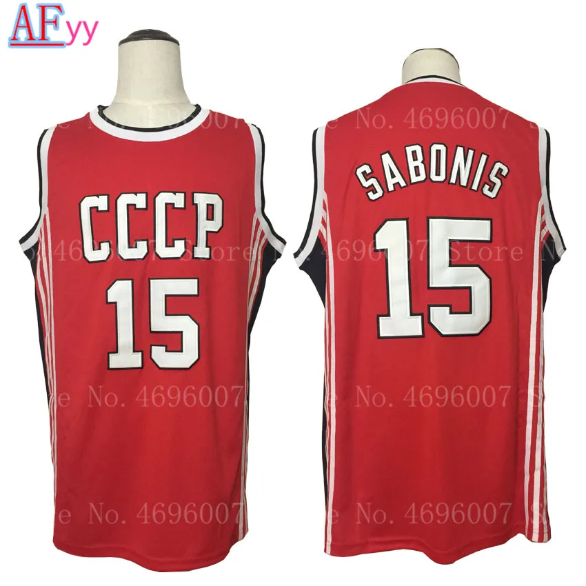 رخيصة 1988 الاتحاد السوفياتي أسطورة Arvydas Sabonis 15 CCCP كرة السلة جيرسي غرزة الأحمر جديد قمصان رجالي رخيصة 1988 الاتحاد السوفياتي أسطورة Arvydas Sabonis 15 CCCP كرة السلة جيرسي غرزة الأحمر جديد قمصان رجالي