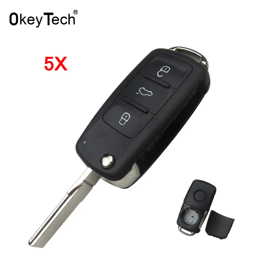OkeyTech 5pcs/lot 3 Buttons Folding Car Key Switchblade Flip Key Shell