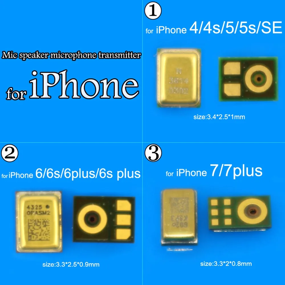 3 шт. микрофон Встроенный микрофон Динамик для Iphone 4 4s 5 5G 5s 5C SE 6 6 г 6 S 4," 7 6-плюс 6s-плюс 5,5" Запчасти для авто