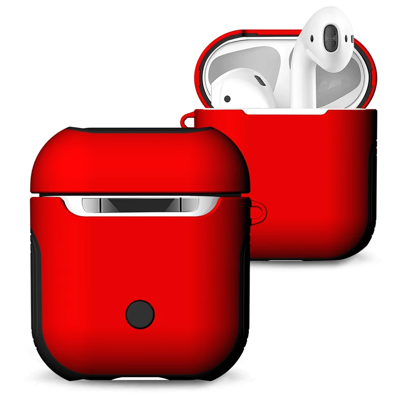 Для Airpods крышка Apple беспроводная Bluetooth гарнитура Зарядка крышка Защитная, крышка PU материал Airpods пакет - Цвет: Красный