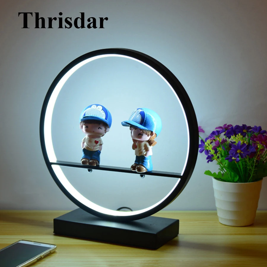 Thrisdar Cartoon Doll Baby Led Table Lamp Light Creative Iron Bedroon Bedside Table Desk Light Baby Kids Birthday Christmas Gift