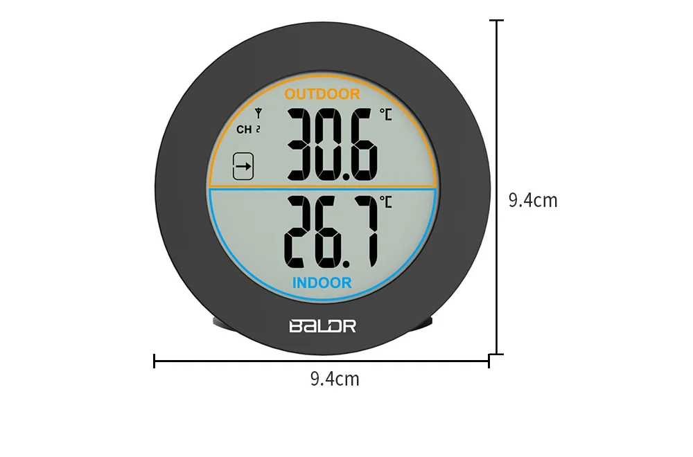 Цифровой Круглый беспроводной термометр для использования в помещении на улице Светодиодный дисплей C/F переключаемый дизайн Белый/Черный