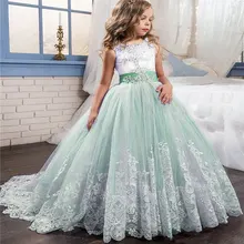 Платья для девочек, держащих букет невесты на свадьбе, с бантом, расшитым бисером, со стразами, на шнуровке, с аппликацией, бальное платье, платье для первого причастия для девочек, на заказ