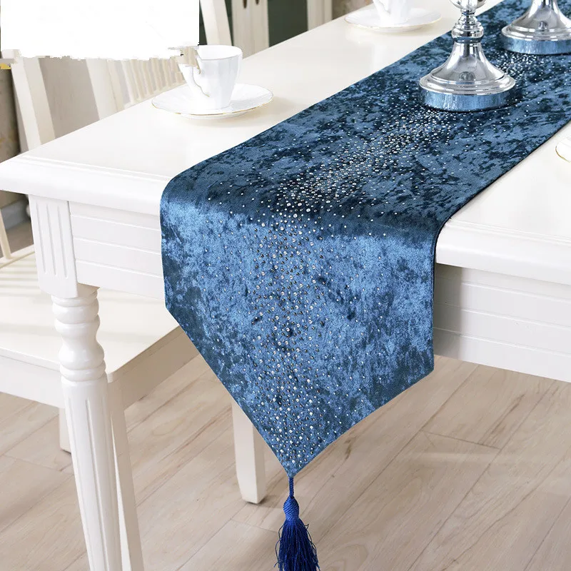European Style Diomand Table Runner Dust Cover Contracted End Of Bed Table Flag Tassel Tablecloth For Wedding Party Home Decor European Style Diomand Table Runner Dust Cover Contracted End Of Bed Table Flag Tassel Tablecloth For Wedding Party Home Decor